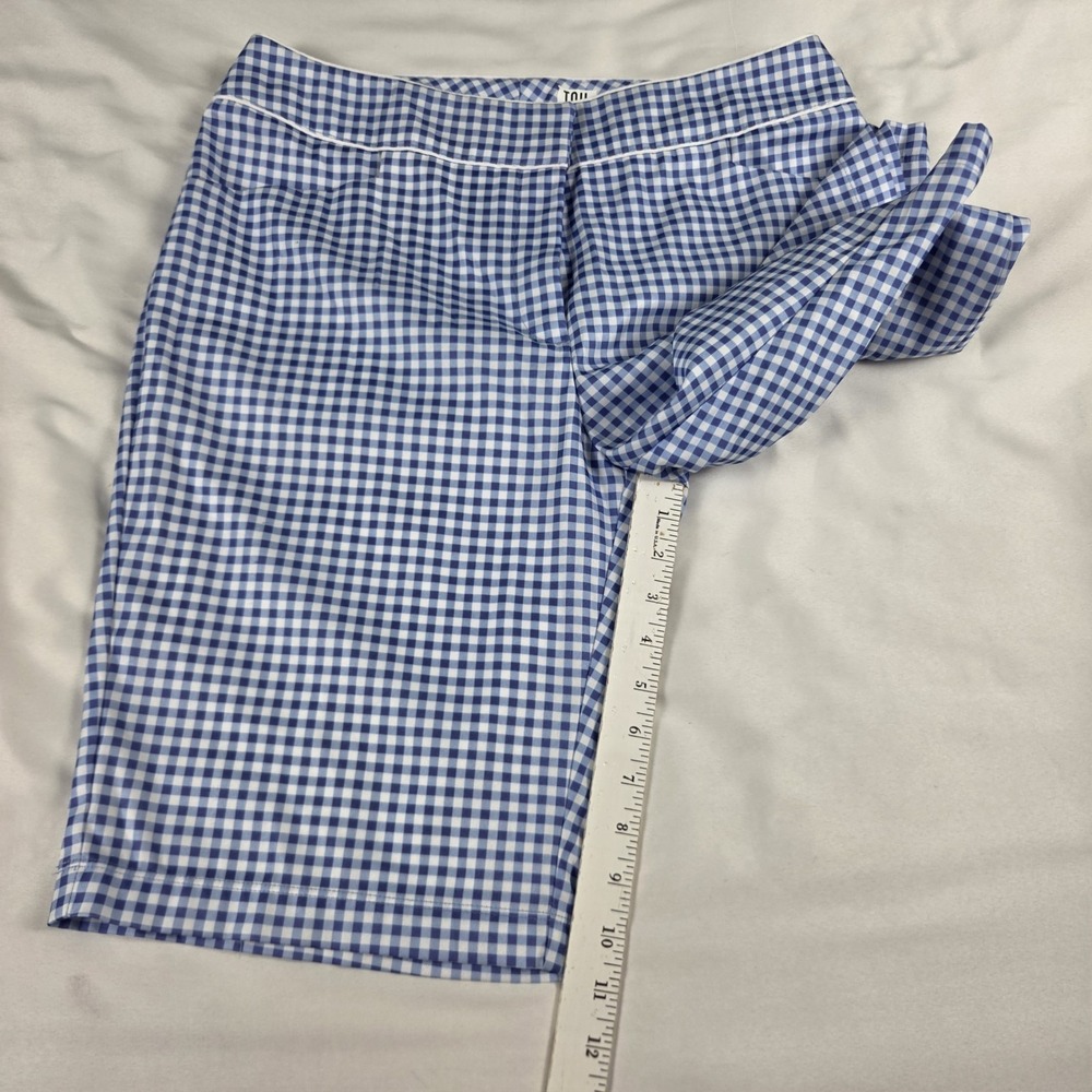 TAIL WHITE LABEL Blue White Gingham Check Shorts‎ Bermuda Golf  Size 12 - Picture 2 of 4
